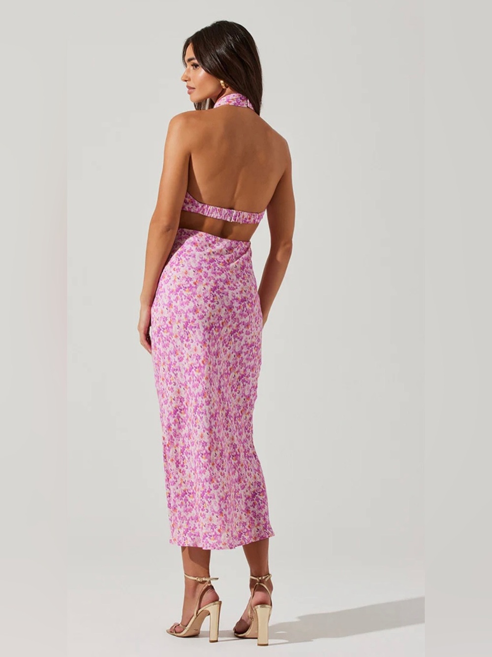 Astr the Label Ambretta Floral Halter Midi Dress Sz S - Picture 2 of 9